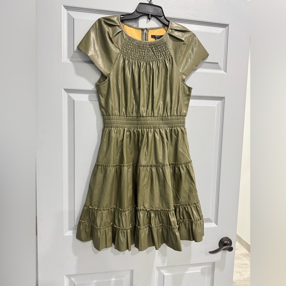 Forever 21 Faux Leather Tiered Mini Dress